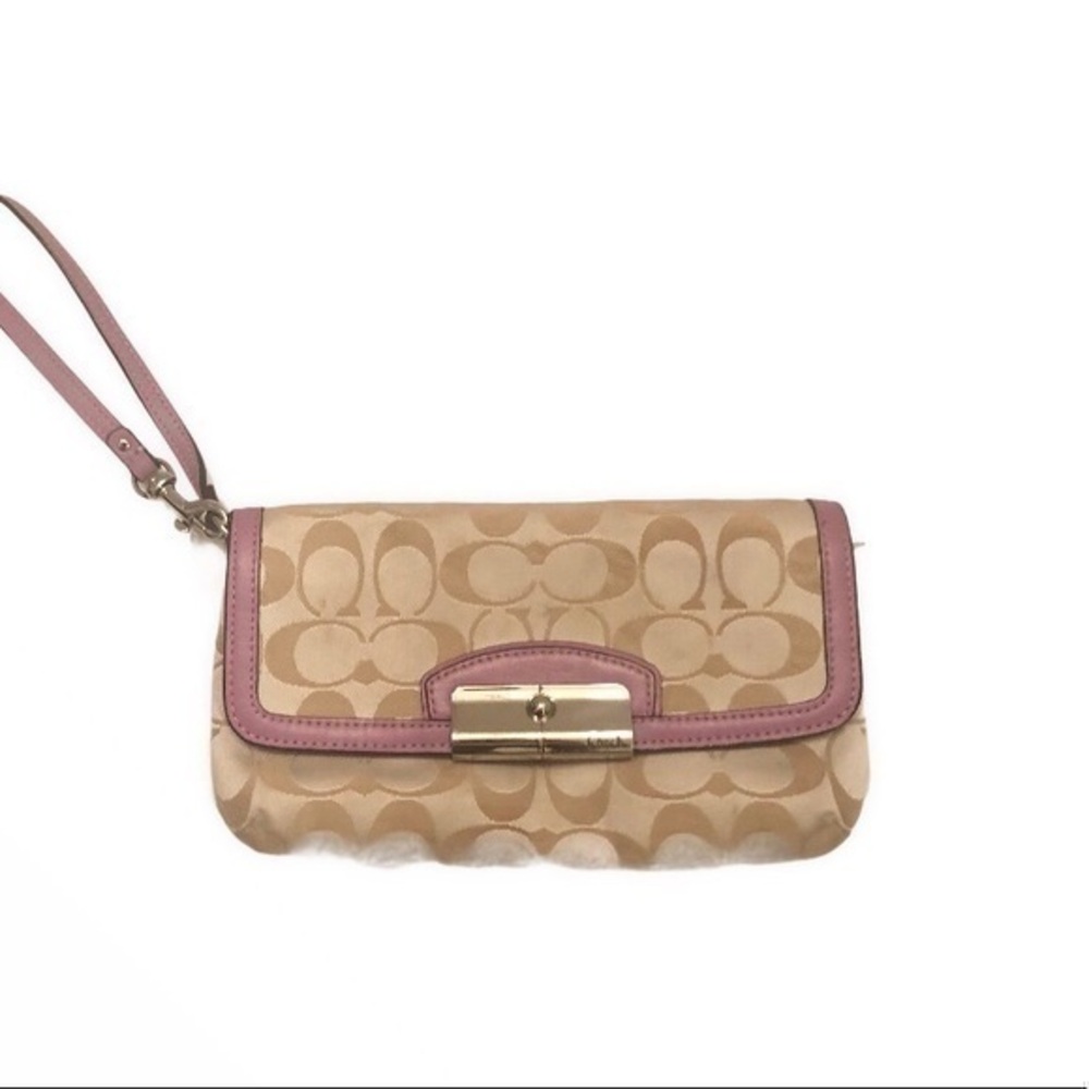 Coach sateen wristlet mini clutch bag baguette